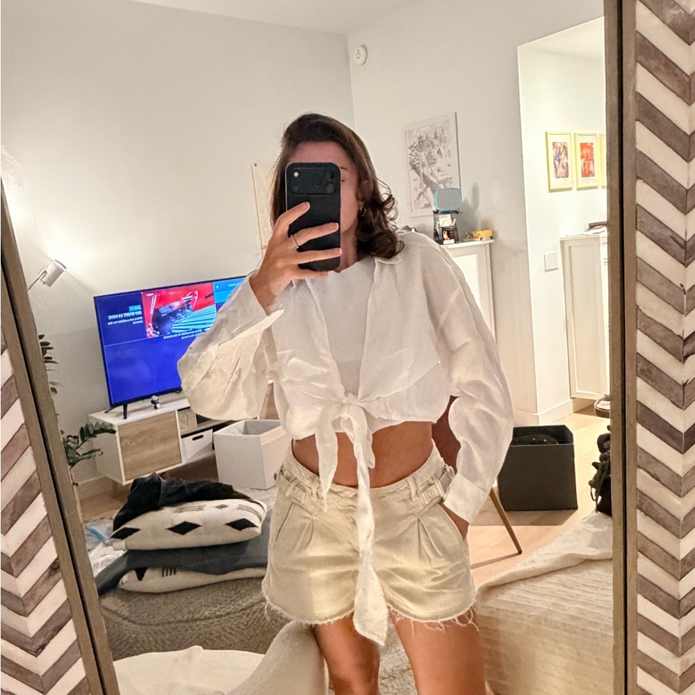 Zara cropped shirt